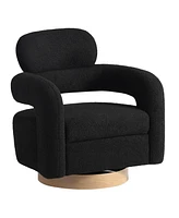 WestinTrends Mid-Century Modern Faux Sherpa Swivel Barrel Accent Chair (Set of 2)