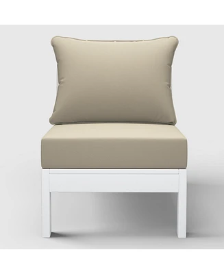 WestinTrends Outdoor Hdpe Deep Seating Modular Armless Patio White Chair with Cushions