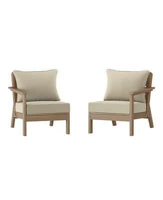 WestinTrends Outdoor Patio Hdpe Weathered Wood Loveseat Sofa with Cushions