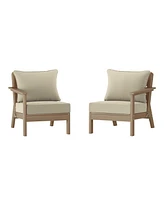 WestinTrends Outdoor Patio Hdpe Weathered Wood Loveseat Sofa with Cushions