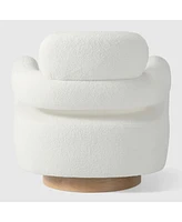 WestinTrends Mid-Century Modern Faux Sherpa Swivel Barrel Accent Chair