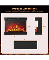 Sugift 24 Inches 3-Sided Glass Electric Fireplace Heater with Remote Control