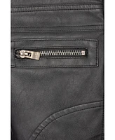 Boy's Lined Moto Pu Leather Jacket With Removable Hood