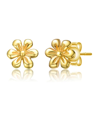 GiGiGirl Sterling Silver 14K Gold Plated Daisy Flower Stud Earrings