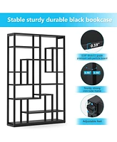 Tribesigns Black Bookshelf Bookcase 9-Tier Bookcase 5.9FT Tall Display Bookshelf Organizer with Open Storage Shelves Metal Frame Vintage Book Shelves