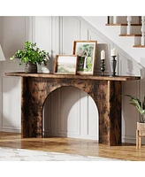 Tribesigns 63-Inch Console Table, Farmhouse Wood Sofa Wall Table Entryway Table with Curved Arch Brace, Thickened Accent Table for Entrance, Hallway,