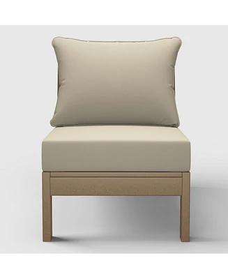 WestinTrends Outdoor Hdpe Deep Seating Modular Armless Patio Weathered Wood Chair with Cushions