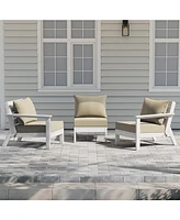 WestinTrends Outdoor Patio Hdpe White Sectional Sofa with Cushions