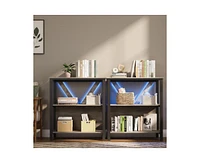 gaomon 3 Tier Bookshelf with Led Lights, Bookcase with Open Display Shelves