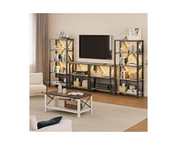 gaomon 4 Tier Bookshelf with Led Lights, Tall Bookcase with Open Display Shelves