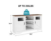 gaomon Farmhouse Tv Stand with Led Lights, Entertainment Center for 65/60/55 Inches Televisions, Tv Console with Storage Cabinets and Open Shelves, Tv