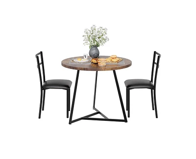 gaomon Round Dining Table Set for 2,Kitchen Chairs of 2, Small Room with 2 Upholstered Chairs, Dinette Place,Apar