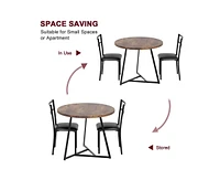 gaomon Round Dining Table Set for 2,Kitchen Chairs of 2, Small Room with 2 Upholstered Chairs, Dinette Place,Apar