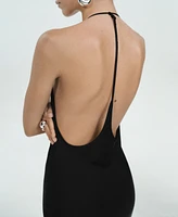 Mango Women's Open Back Low-Cut Dress