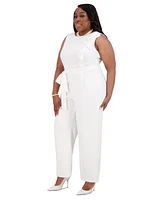 Kasper Women's Ruffled Sleeveless Wide-Leg Jumpsuit