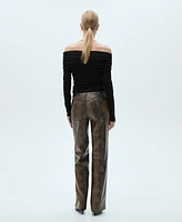 Mango Women's Straight Snakeskin-Effect Pants