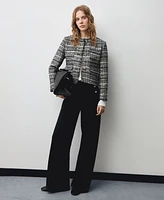 Mango Women's Metallic Details Wide Leg Pants