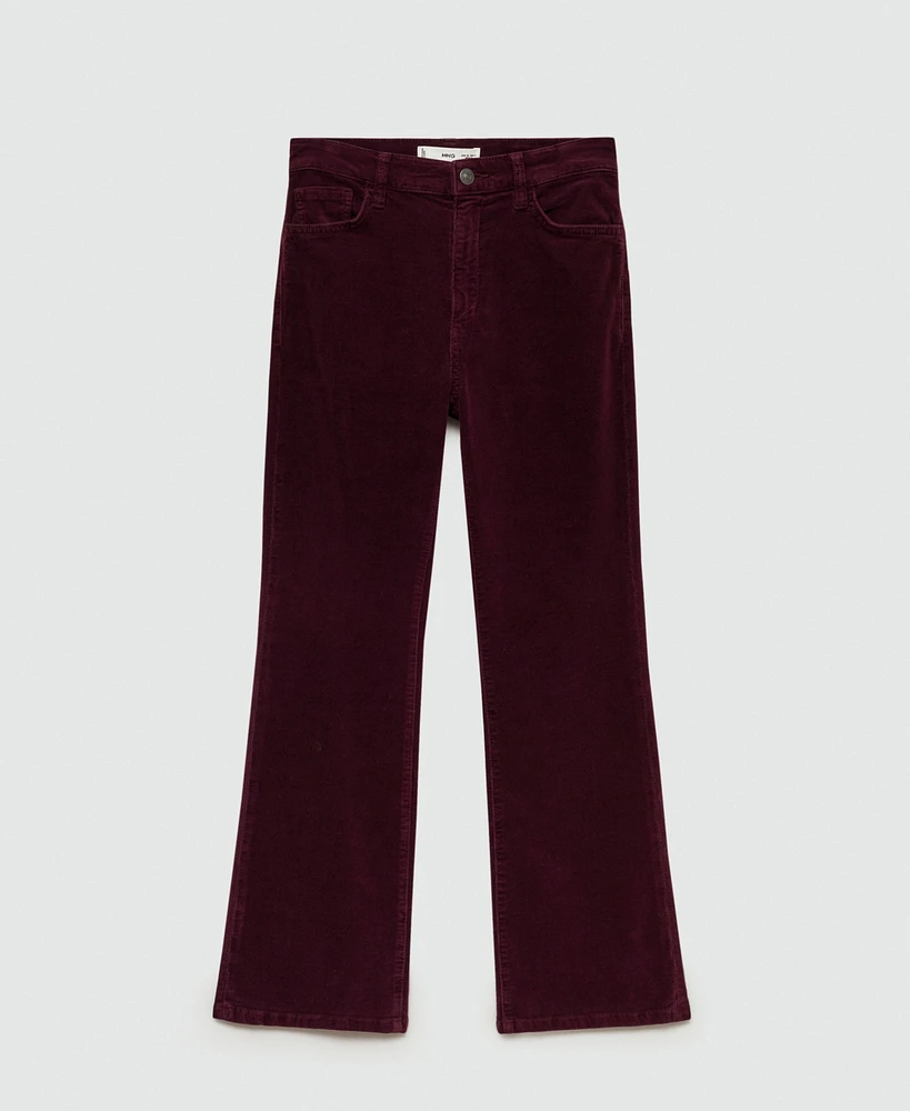 Mango Women's Sienna Flared Cropped Corduroy Pants