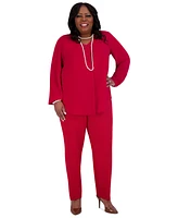 Kasper Women's V-Neck Button-Front Long-Sleeve Blouse Regular & Plus