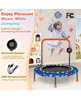 Gymax 36'' Mini Toddler Trampoline w/ Led Bluetooth Speaker Detachable Handle Kids Gifts