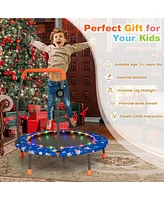 Gymax 36'' Mini Toddler Trampoline w/ Led Bluetooth Speaker Detachable Handle Kids Gifts