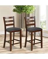 Gouun 2 Pieces Counter Height Chairs with Fabric Seat and Rubber Wood Legs