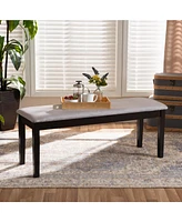 Baxton Studio Teresa Modern Contemporary Transitional Grey Fabric Upholstered Dark Brown Finished Wood Dining Bench