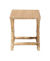 Baxton Studio Farica Modern Bohemian Natural Rattan And Mahogany Accent Bench