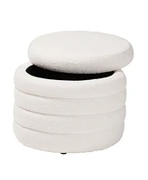 Baxton Studio Tabitha Modern and Contemporary Ivory Boucle Upholstered Storage Ottoman