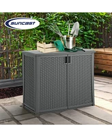 Suncast Lockable Outdoor Cabinet Deck Storage Box w/ Adjustable Shelf, Cool Gray