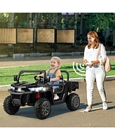 Gymax 12V 2 Seater Ride On Utv Dump Truck Remote w/ Electric Bed & Shovel