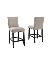 The Pop Home Set of 2 Counter Height Stools with Nailhead Trim-The