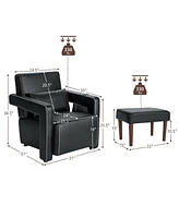 Gouun Modern Berber Fleece Single Sofa Chair with Ottoman and Waist Pillow