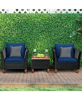 Gouun 3 Pieces Outdoor Patio Rattan Furniture Set