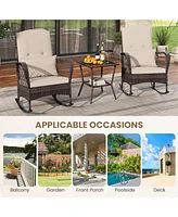 Gouun 3 Pieces Rocking Bistro Set with 2-Tier Table
