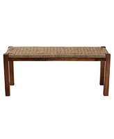 Baxton Studio Hermes Mid-Century Modern Transitional Natural Seagrass and Mahogany Wood Bench