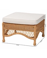 bali & pari Brooklyn Bohemian Light Honey Braided Rattan Ottoman Stool