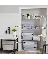 Rubbermaid Cleverstore 30 Quart Plastic Storage Tote Container w/ Lid (12 Pack)