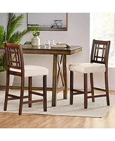 The Pop Home Set of 2 Counter Height Chairs with 5cm Cushion, Wooden Back Bar Stools-The Pop Home