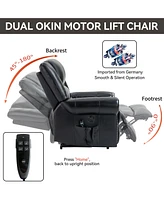 Boyel Living Power Lift Recliner Chair Heat Massage Dual Motor Infinite Position Up to 350 Lbs Faux Leather Heavy Duty Motion Mechanism with Usb Ports