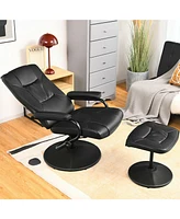 Gouun 360° Pvc Leather Swivel Recliner Chair with Ottoman