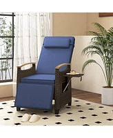 Gouun Patio Wicker Recliner Chair with Adjustable Backrest and Footrest