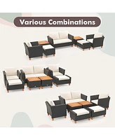 Gouun 7 Pieces Patio Furniture Pe Rattan Sectional Sofa Set with Armchairs and Table