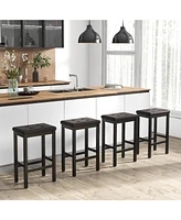 Gouun 24 Inch Bar Stools with Padded Seat Footrest and Rubber Wood Frame
