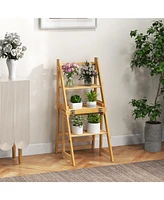 Gouun Multifunctional 3-in-1 Ladder Chair Display Plant Stand for Library Kitchen Office