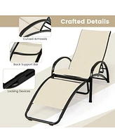 Gouun 2-in-1 Outdoor Rocking Chair with 4-Position Adjustable Backrest for Patio Porch Poolside