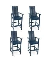 Tall Adirondack Chair Outdoor Bar Stool with Ergonomic Backrest for Backyard