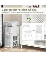 Gouun 4 Pack Metal Folding Chairs with Plastic Seat and Back