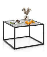Gouun 27.5 Inch Home Square Tea Table with Heavy-duty Metal Frame
