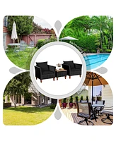 Gouun 3 Pieces Outdoor Patio Rattan Furniture Set